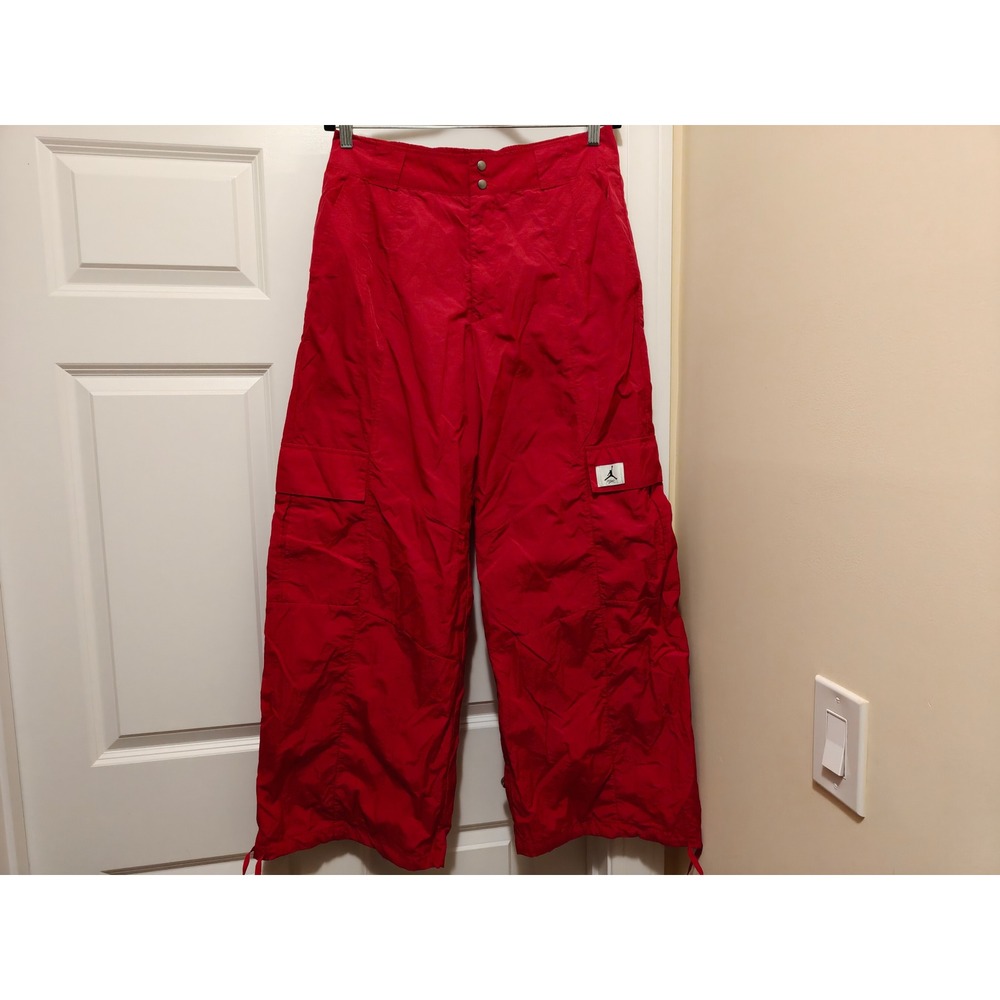 Jordan Mens Loose Fit Nylon Cargo Pants Red Wide Leg Jumpman Flight Large